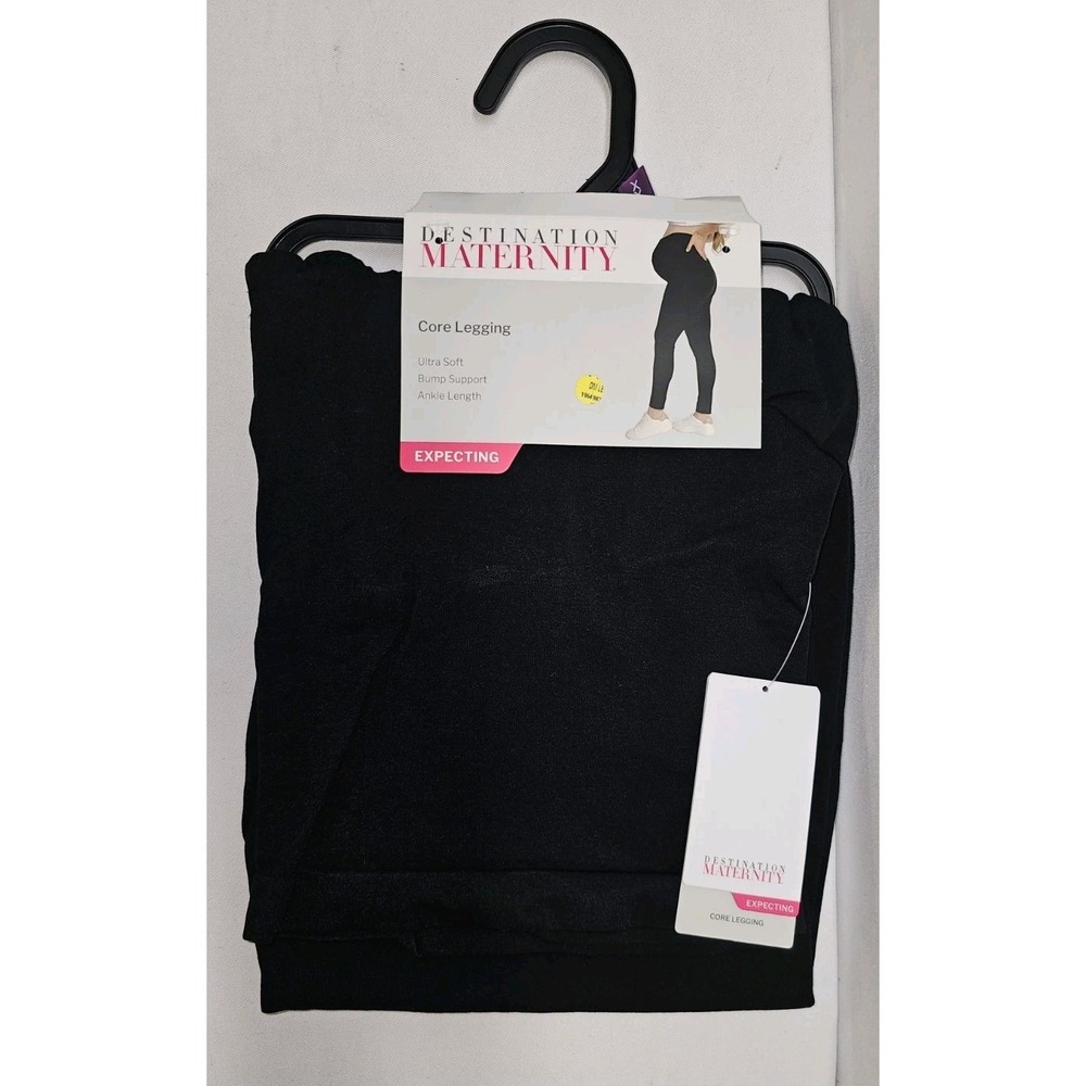 NWT Destination Maternity Women's  Leggings Black Pants 4 Way Stretch XXL